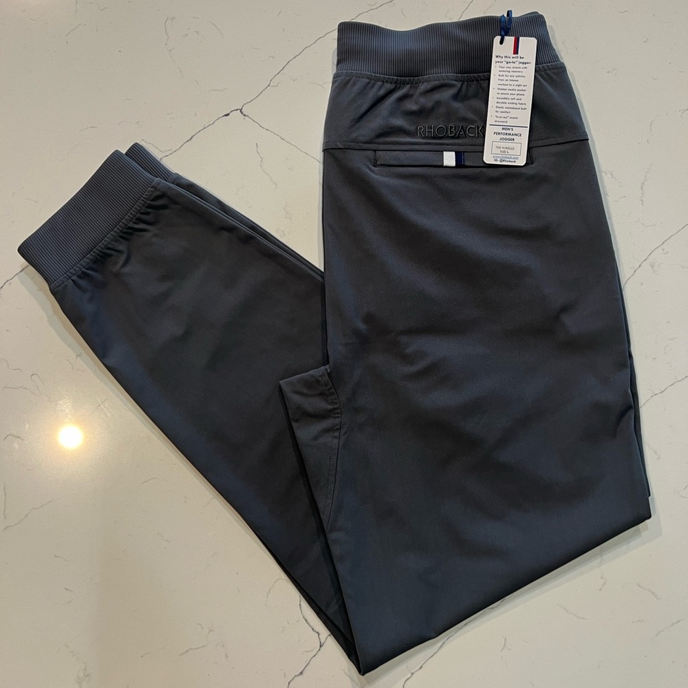 Rhoback Delta Performance Jogger Men’s Large The Hurdles Charcoal Grey New